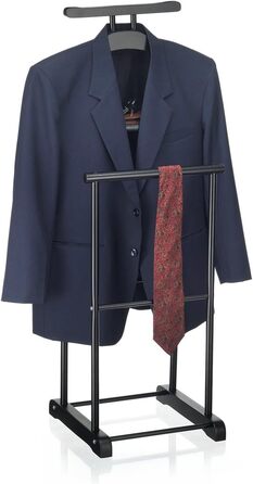 Стійка для одягу CARO-Möbel Medina з вішалкою для штанів, вішалкою для одягу та полицею - стильна металева стійка для одягу з МДФ, чорного кольору, для спальні та не тільки