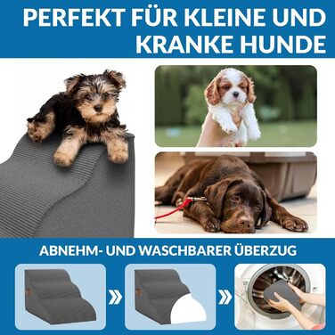 Сходинка для собак Nuraya: 3 сходинки, 40 см, з антиковзким покриттям. Підходить для маленьких собак та котів. Зручна та миється.