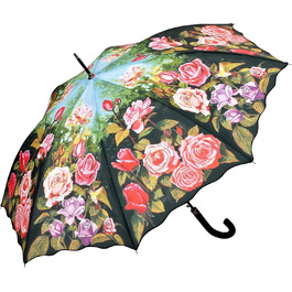 VON LILIENFELD Women's Floral Umbrella - Automatic Open, Windproof, Sturdy Stick Umbrella for Garden & Outdoor Use