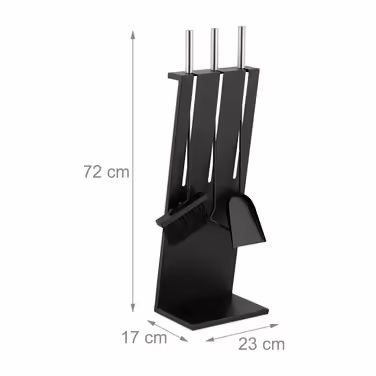 Relaxdays 4-Piece Fireplace Set in Black