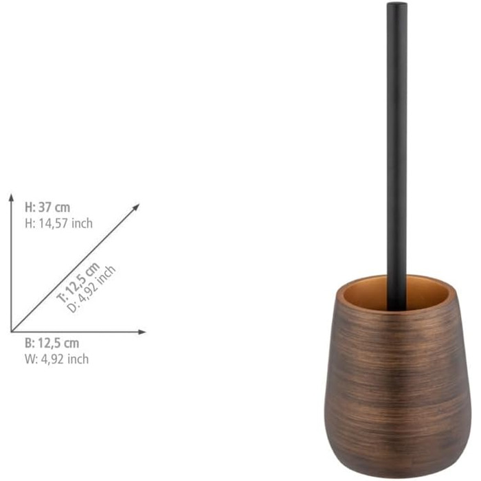 Набір для туалету WENKO Palena: тримач щітки та щітка з змінною насадкою, бронза, 12.5 x 37 см