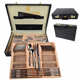 Преміальний набір столових приборів із нержавіючої сталі на 12 осіб (72 предмети) у кейсі