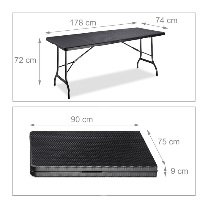 Relaxdays Folding Garden Table BASTIAN Large