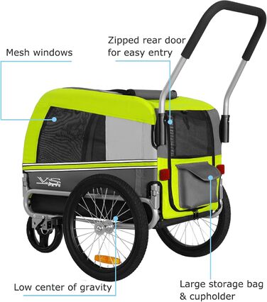 Універсальний візок-перевозник для собак Tiggo VS Pets Medium: 2-в-1 (велосипедний, буксирний)