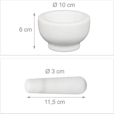 Морська гарма Relaxdays з ступкою, біла, 10 см, 120 мл - для спецій та трав