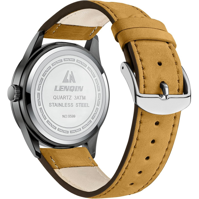 Годинник чоловічий LN LENQIN Military 30M водостійкий кварцовий годинник з датою на текстильному ремінці (світло-коричневий)