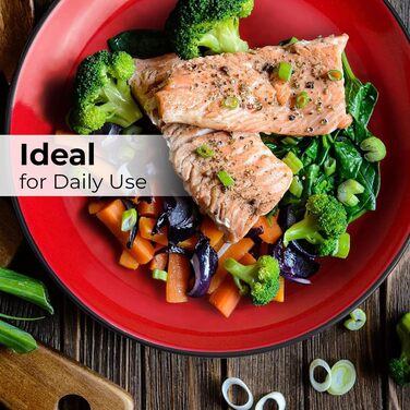 MIAMIO Набір посуду на 6 осіб / 24-тісний набір посуду з каменю, сервіз з тарілками, мисками, чашками та суповими тарілками - колекція Le Papillon (Червоний, 24 елементи)