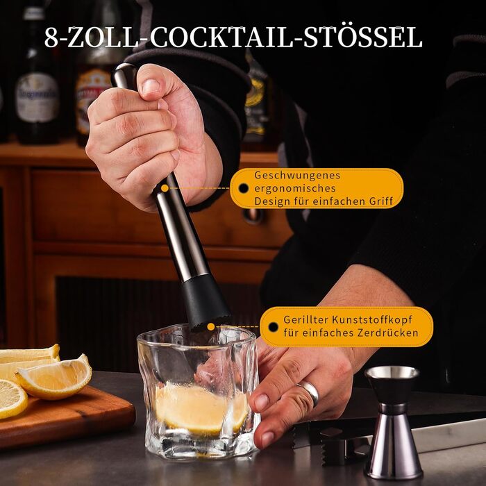 Набір шейкер для коктейлів Barkeeper Set, професійний набір барного інвентарю з нержавіючої сталі, чорний