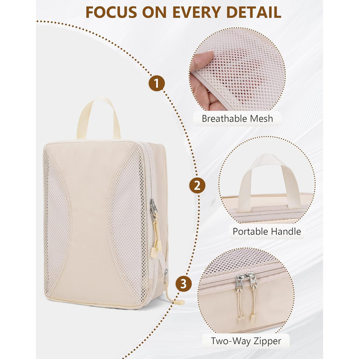 Органайзери для валізи Anjing Compression Cubes - 10 шт., компресійні куби для подорожей, сірий (бежевий)