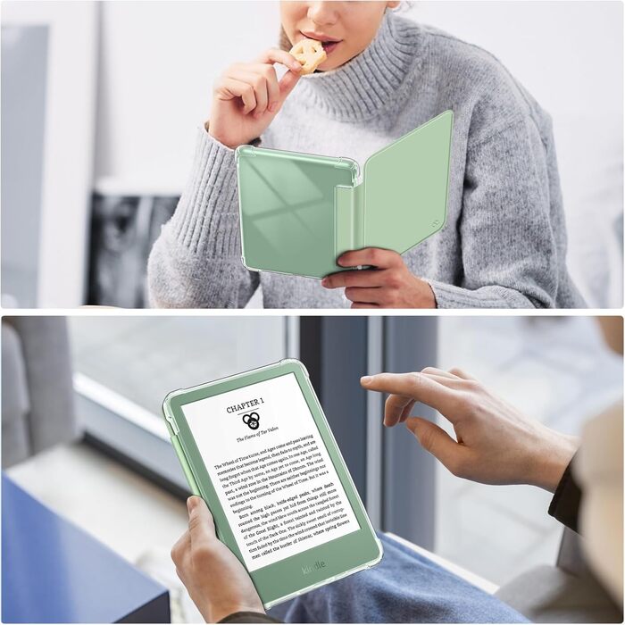 Чохол Fintie для Kindle 6 (11-го покоління) 2024/2022, прозорий, TPU, з авто-ввімкненням/вимкненням, для Kindle Basic 2024, колір агави