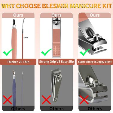 Набір для манікюру та педикюру, 16 шт. з нержавіючої сталі, професійний набір для догляду за нігтями з портативним шкіряним етиулюком, чорний/рожевий
