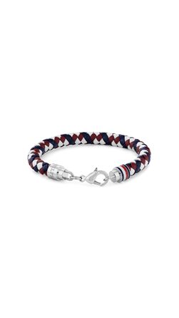 Браслет шкіряний чоловічий Tommy Hilfiger з нержавіючою сталлю (синій, червоний, білий)