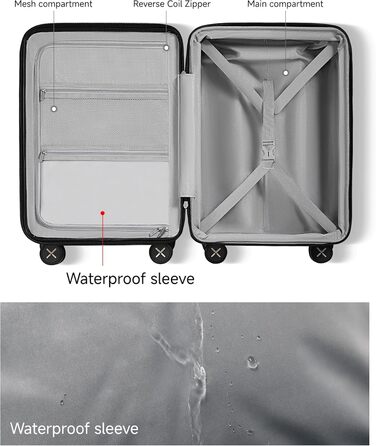 Чемодан-валіза LUGGEX на руці з відділенням для ноутбука – Розширюваний жорсткий кейс з полікарбонату з TSA-замком (56×38×24 см) (Блакитний)