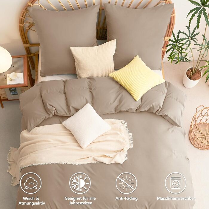 Комплект постільної білизни WAVVE 135x200 (4 шт.) з мікрофібри, бежевий - 135x200 + 2x80x80