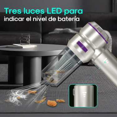 Ручний бездротовий пилосос ICEPURE, 18000Pa, 6000mAh, 4-в-1, безщітковий двигун, 3 режими потужності, аксесуари для авто, дому, офісу, тварин, з сумкою, фіолетовий