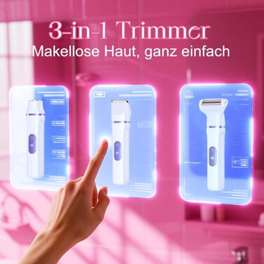 Електричний жіночий триммер 3-в-1 для тіла та інтимної зони з LED-дисплеєм, IPX7, USB, (Блакитний)