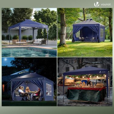VOUNOT® Gazebo 3x3m Waterproof Stable Winterproof, Pop-Up Folding Gazebo with 4 Side Walls and 3 Sandbags, Folding Party Tent Garden Tent Garden Gazebo incl. Bag, Green (pop up gazebo blue)