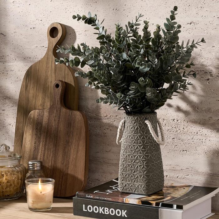 Керамічна ваза, синьо-коричневий дизайн, ваза в скандинавському стилі для декору, сучасна ваза для вітальні, спальні, кухні, передпокою, ванної кімнати (Шиферно-сірий, 17,8 см)