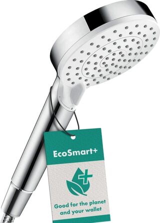 Душова лійка Hansgrohe Crometta EcoSmart, 6 л/хв, ручна, 2 режими, діаметр 100 мм, з антинакипним покриттям, білий/хром
