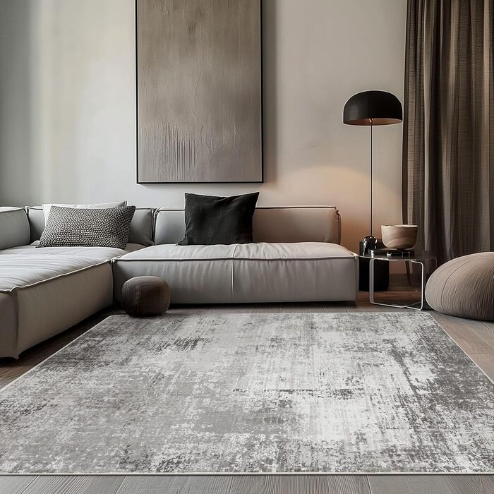 BEIMO Килимок для вітальні, абстрактний дизайн, короткий ворс, 120x170 см, антиковзаючі, для ванної, кухні, коридору, сіро-коричневий