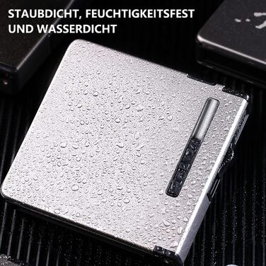 Вишукане екіп для курців: Zigarettenetui CAM2 з феєрверком, автоматичним виштовхуванням та електронним перезаряджуваним запальничкою (20 цигарок, сріблясте скло)