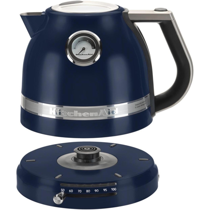 KitchenAid Kettle with Temperature Setting from 50 to 100°C | Tea Kettle with Scale Filter 1.5L | Electric 2400 Watt | Stainless Steel | Ink Blue 1.5 Liter Ink Blue