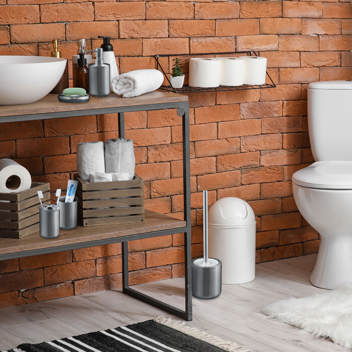 Relaxdays 5-piece Bathroom Set Stainless Steel