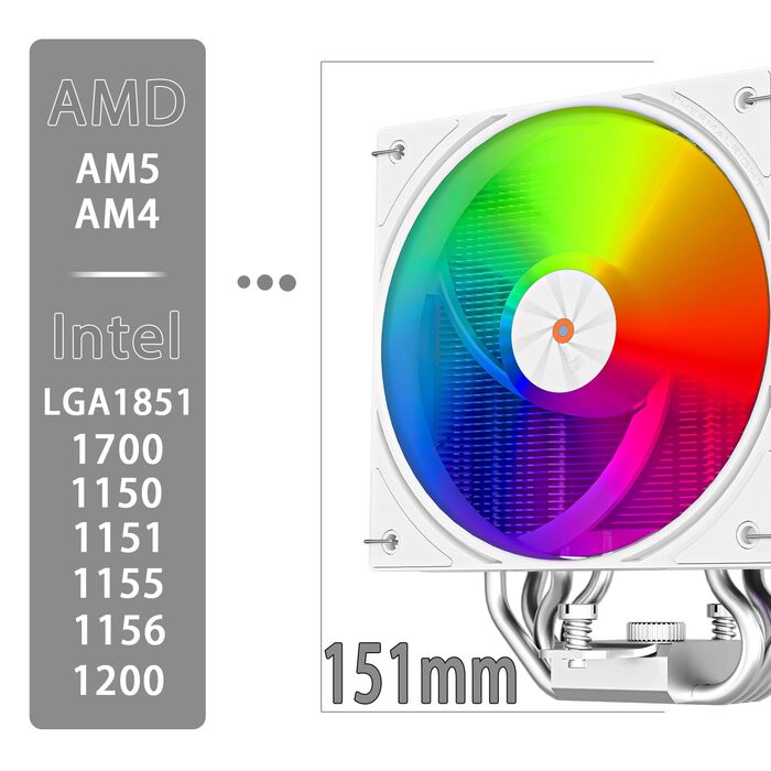 Thermalright Assassin X 120 Digital ARGB: Кулер для CPU з цифровим дисплеєм, білий, для AM5/AM4, Intel lga1851/1700