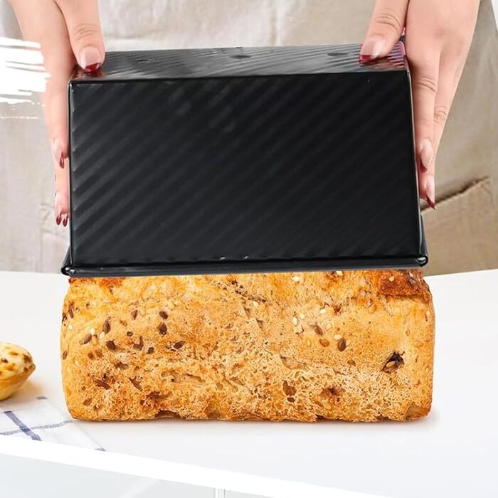 Форма для випічки хліба Toastbrot з кришкою, 2 шт, чорний/рожеве золото - для хліба, кексів, випічки
