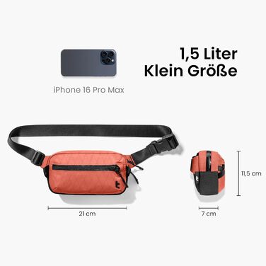 tomtoc Плечова сумка Sling Bag 3.5L з RFID-захистом – для Switch, iPad mini, EDC, подорожі | Водовідштовхувальна, X-pac Koralle