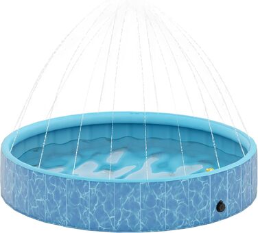 PawHut Басейн для собак 160 x 30 см, розкладний, з неслизьким покриттям, блакитний