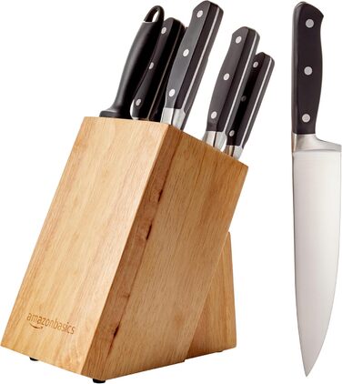 Amazon Basics Premium Knife Block Set - 9 Piece Black Set