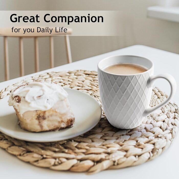 MIAMI – 6 x 400 ml – Coffee Cup Set/Mug – Modern Matte Ceramic Cup – Large Coffee Cup – Palmanova Collection (White)