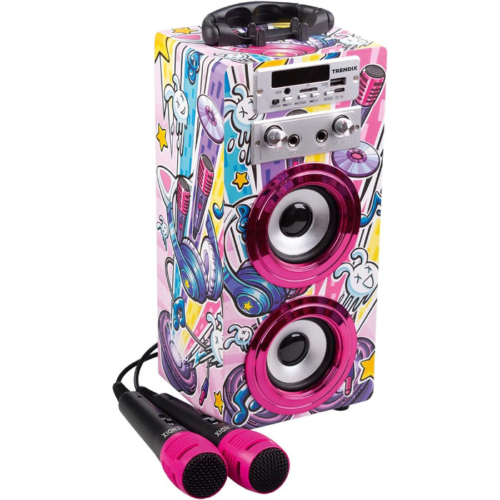 Караоке машина Trendix для дітей Party Edition Рожева з 2 мікрофонами, USB, Bluetooth, FM-радіо та SD-картою | Дитяча музична колонка з мікрофоном | Подарунок