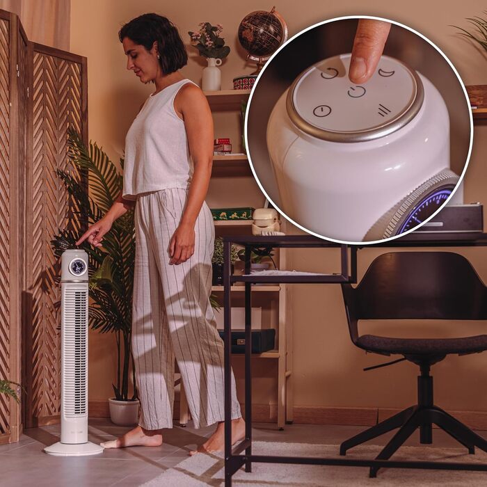 Вентилятор Cecotec EnergySilence 1090 Skyline Retro Smart Green - 81 см, 40 Вт, LED дисплей, керування та пульт, 3 швидкості, 3 режими, таймер 12 годин, осциляція 72º, зелений