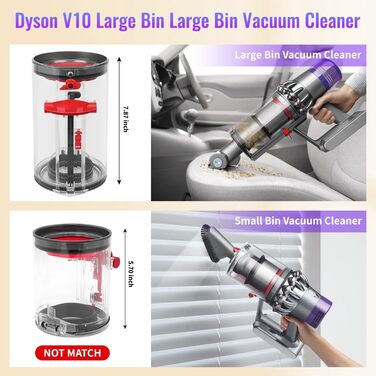 Transparent Dust Collector Bin for Dyson V11, V15, SV14, SV15, SV22 - HEPA Filter Included, Replacement Part & Accessory for Dyson Vacuum Cleaners
