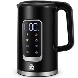 Електричний чайник ForMe з нержавіючої сталі, 1,7 л, регулювання температури 40-100°C, LED дисплей, функція підтримання тепла, без BPA (чорний)