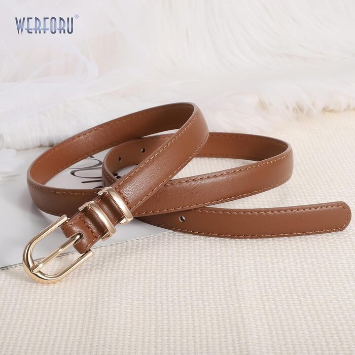 Жіночі шкіряні ремені WERFORU (2 шт.) - чорний+коричневий, 110 см, для штанів/джинсів