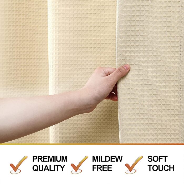 Драбина для душу велика, білий душовий завіс, вафельна текстура, тканина, міцний, готельна якість, для ванної кімнати, 183x244 см, водонепроникний, пральний, комплект (1 шт.)