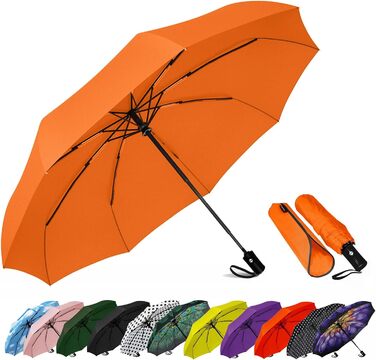 Зонт дорожній автоматичний SIEPASA, компактний, чорний у горошок (S-orange)