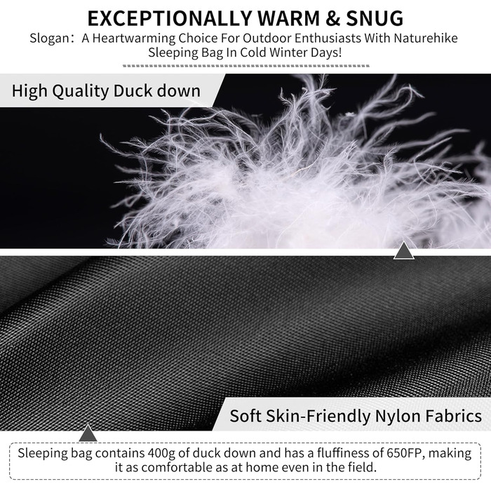 Спальний мішок Naturehike 4 сезони, чорний, для кемпінгу та подорожей
