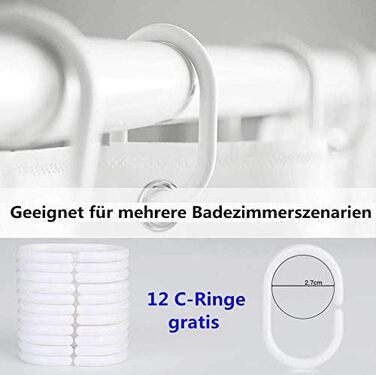 Штора для душу M&W DAS DESIGN з поліестеру, листя зелено-золоті, водонепроникна, з кільцями та утяжеленим краєм, 180x200 см