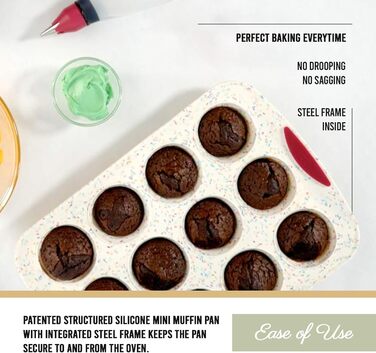 Trudeau Muffin Mold made of structured silicone, for 12 muffins, confetti/fuchsia