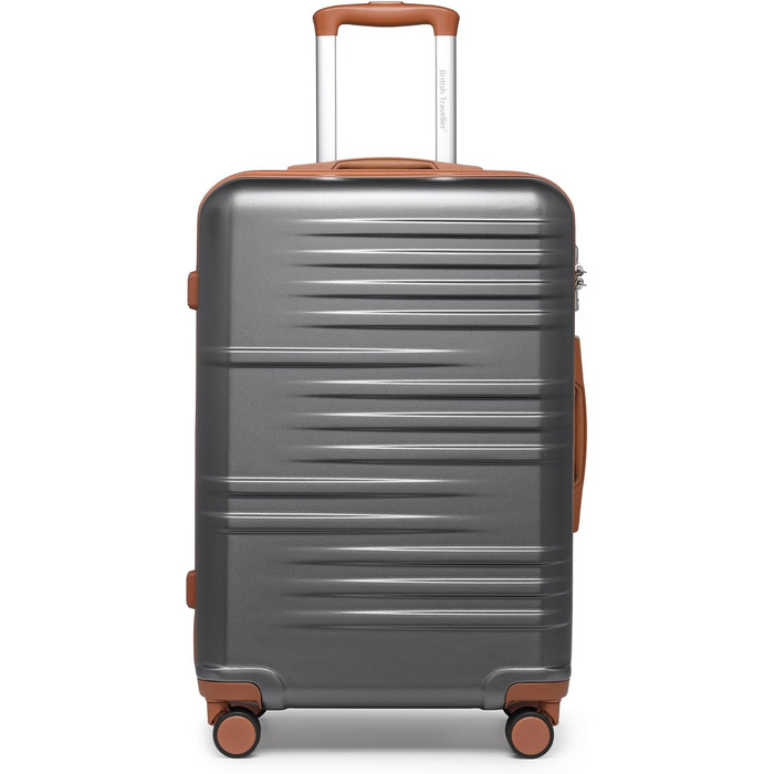 Валіза British Traveller: міцний ABS+PC, розмір 54x36.5x21.5 см, колір білий (сірий, SET)