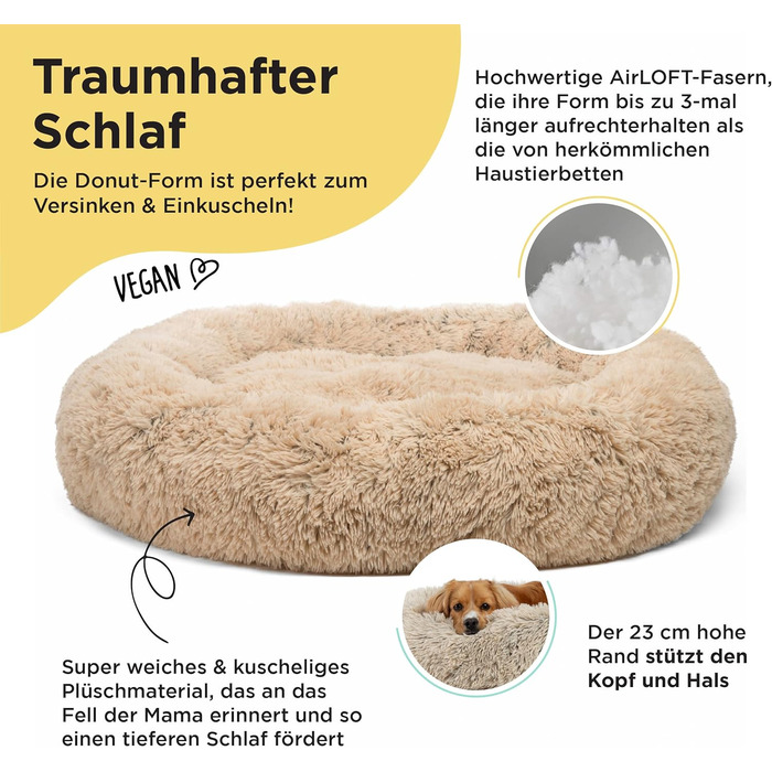 Круглий лежак для котів та собак Best Friends by Sheri - заспокійливий, 58x58 см, S (Taupe)