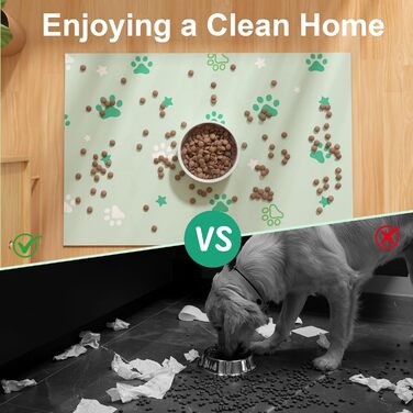 Килимок під годівницю для собак BLESWIN, 30x50 см, водопоглинаючий, антиковзний, для цуценят, зелений зірка