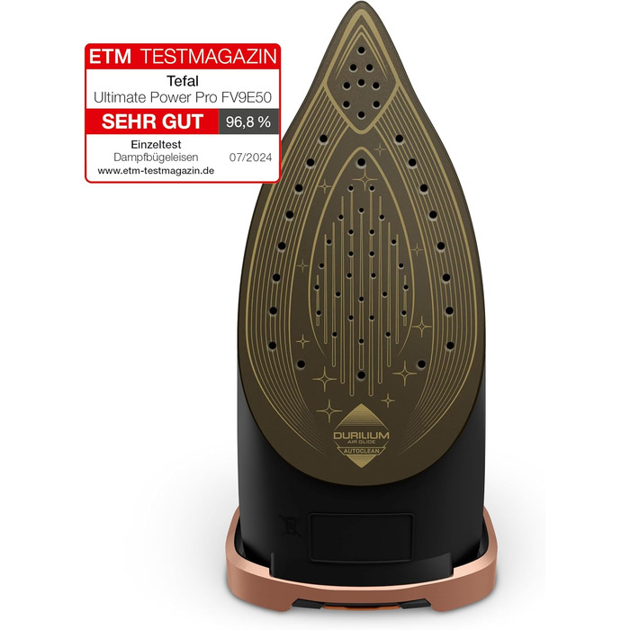 Tefal Ultimate Power Pro Steam Iron, 3200 Watts, Continuous Steam Output 85 g/Min., Steam Boost, Pump System, 2 Steam Levels, Stain Protection, Black/Bronze, FV9E50E0