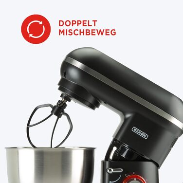 Stand Mixer - Classic Kitchen Chef Black - Kitchen Mixer - Food Processor with 4.5 Liter Capacity, 1300-Watt Motor
