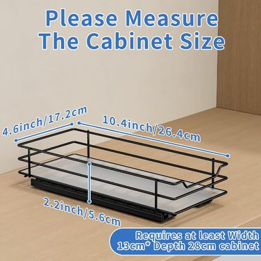 Висувна полиця для спецій у шафу, 2 яруси, регульована висота, чорний колір, органайзер для спецій, органайзер для кухні (11.8*26.4*5.6 см)