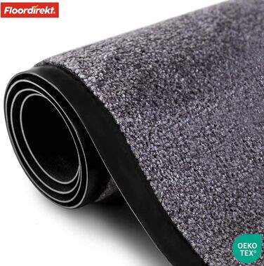 Килимок для підлоги Floordirekt Rhine - миючий, з високою зносостійкістю, антиковзаючий, для входу (сірий, 40 x 60 см)
